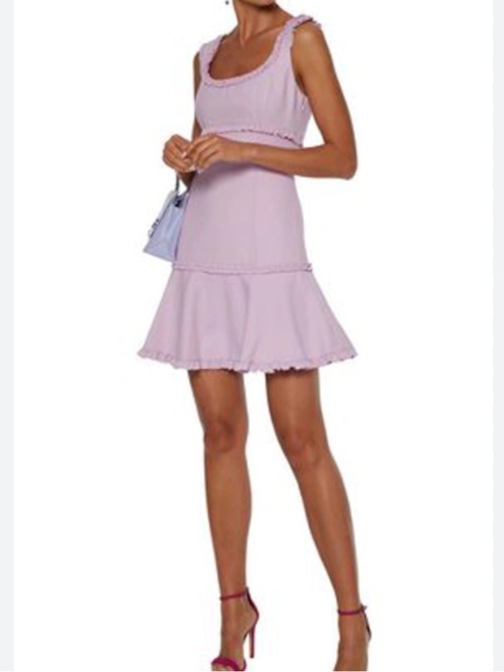 CINQ À SEPT Ana Fluted Ruffle trimmed Cady Mini Dress In Lilac size 2